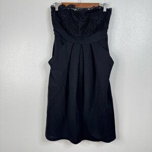 Chaiken Black Lace Top Strapless Midi Dress Size 6